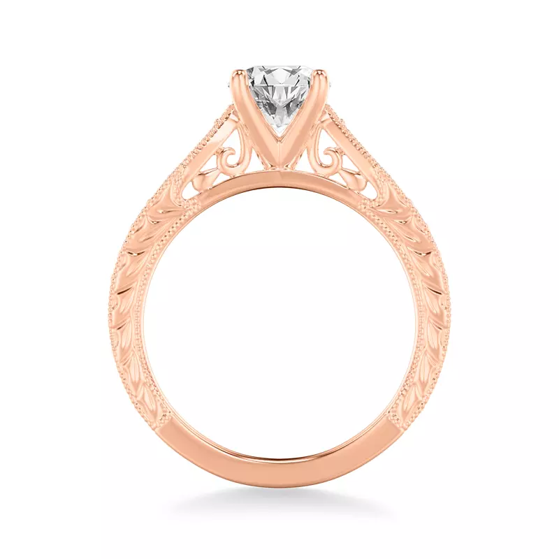 14K Rose Gold Kensie Hand-Engraved Engagement Ring