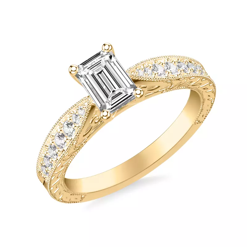 14K Yellow Gold Kensie Hand-Engraved Engagement Ring