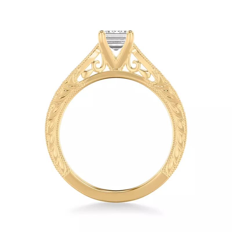 14K Yellow Gold Kensie Hand-Engraved Engagement Ring