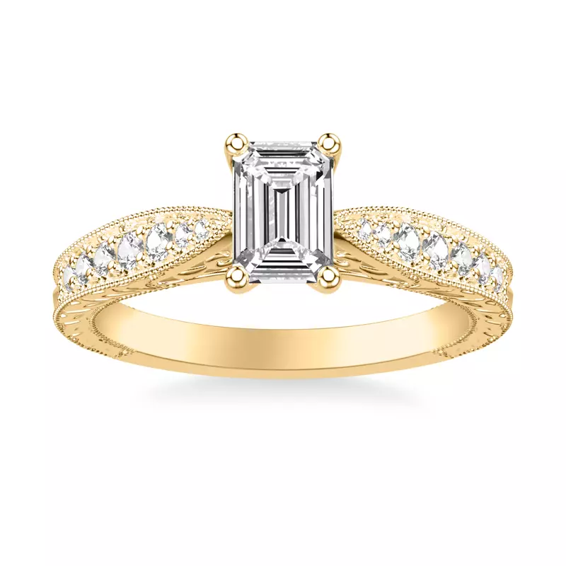 14K Yellow Gold Kensie Hand-Engraved Engagement Ring