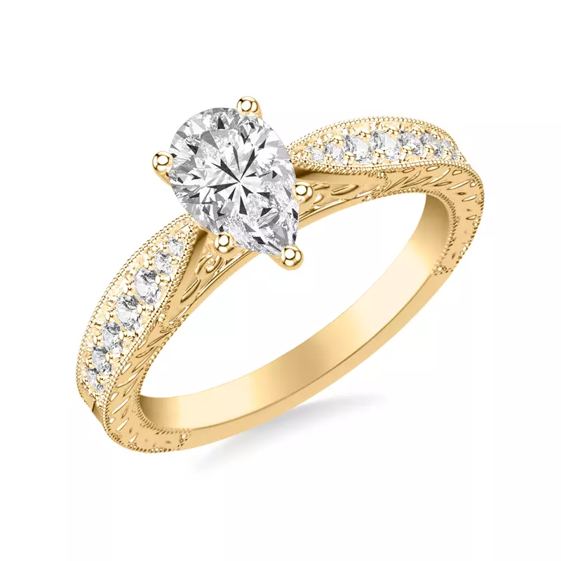 14K Yellow Gold Kensie Hand-Engraved Engagement Ring