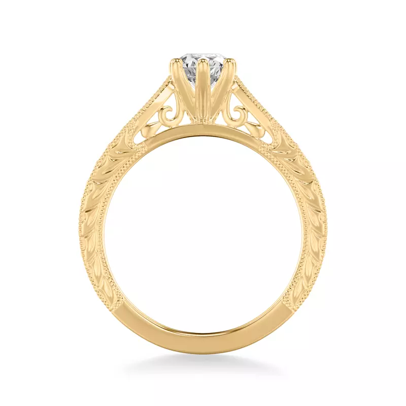 14K Yellow Gold Kensie Hand-Engraved Engagement Ring