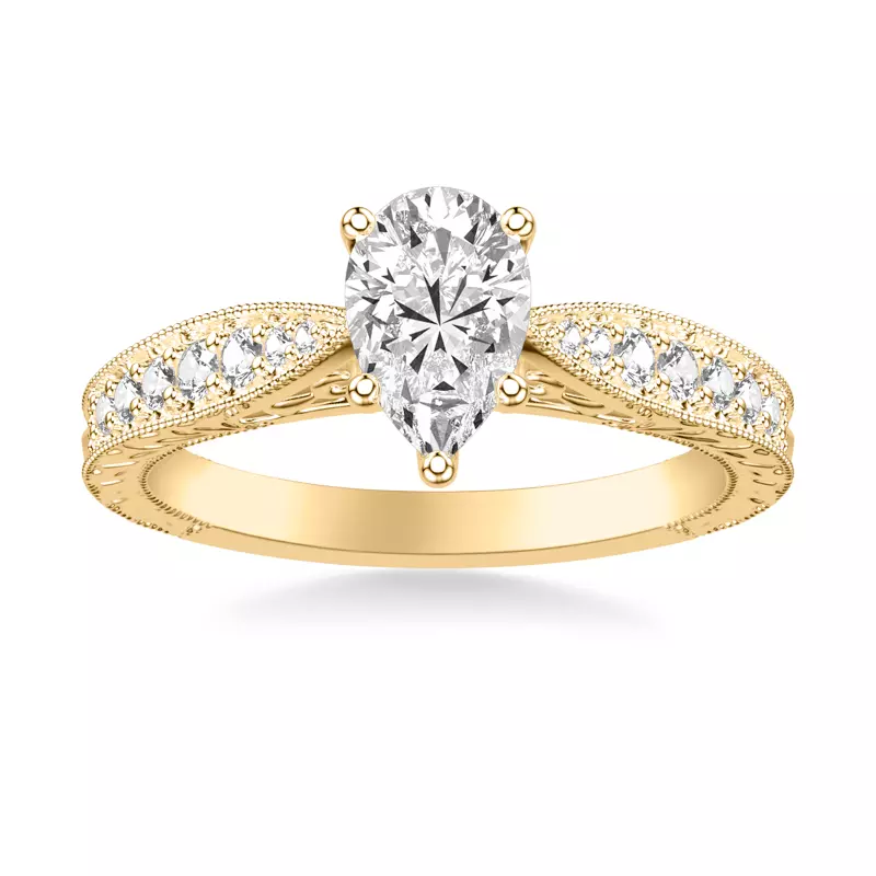 14K Yellow Gold Kensie Hand-Engraved Engagement Ring