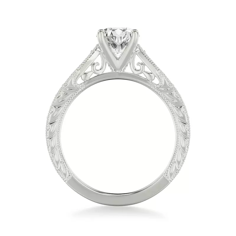 18K White Gold Kensie Hand-Engraved Engagement Ring