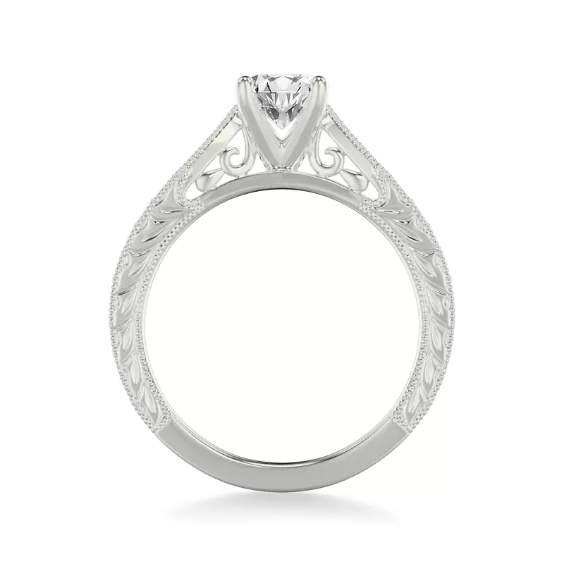 18K White Gold Kensie Hand-Engraved Engagement Ring