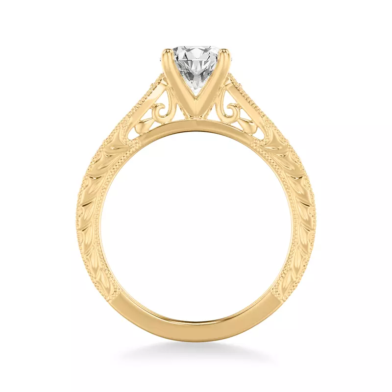 18K Yellow Gold Kensie Hand-Engraved Engagement Ring