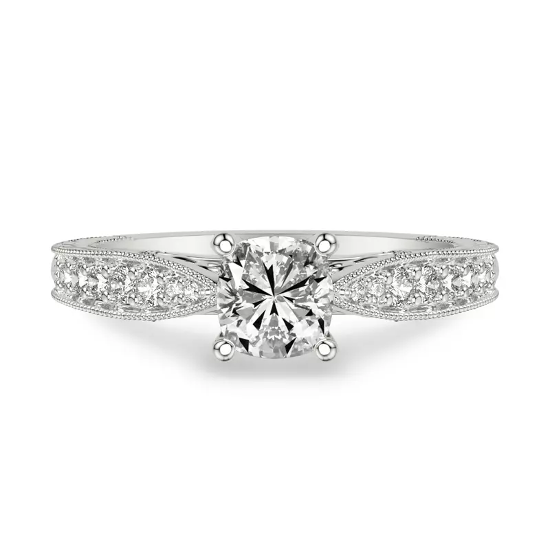 Platinum Kensie Hand-Engraved Engagement Ring