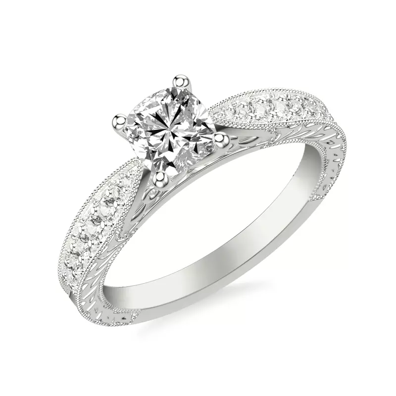 Platinum Kensie Hand-Engraved Engagement Ring
