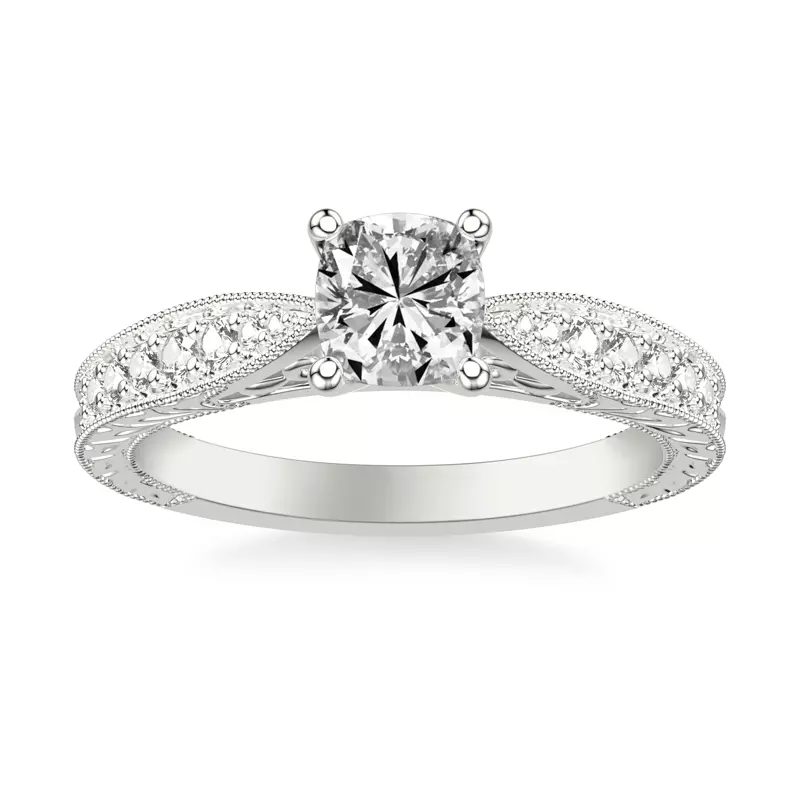 Platinum Kensie Hand-Engraved Engagement Ring