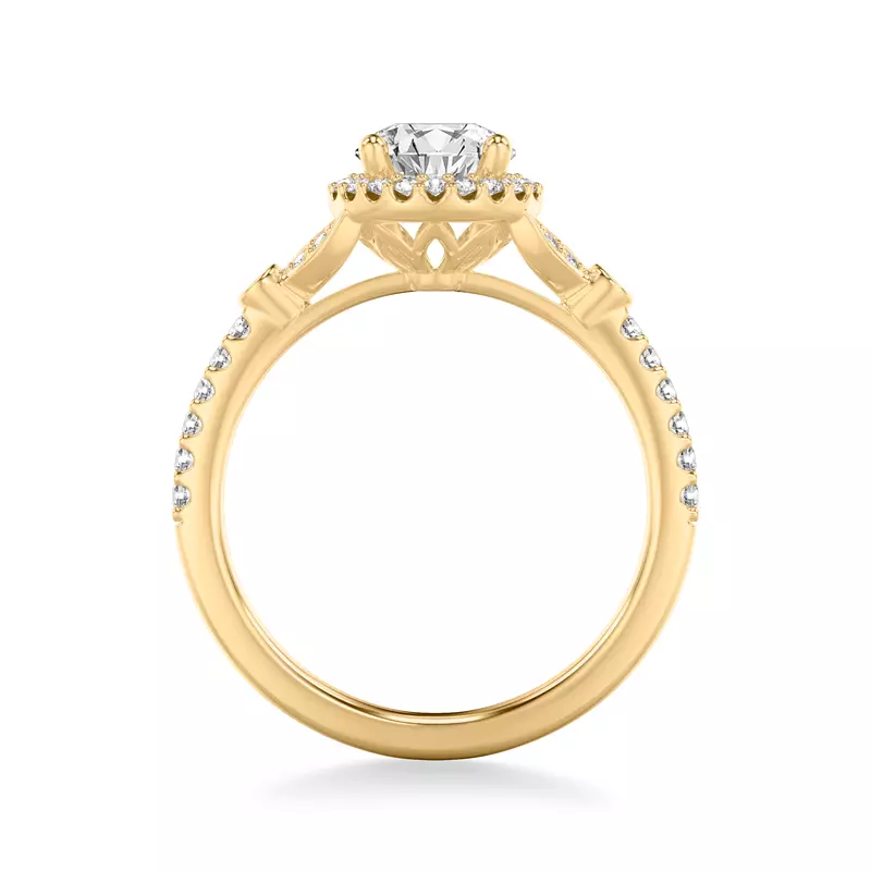 18K Yellow Gold Jillian Contemporary Prong Halo Engagement Ring