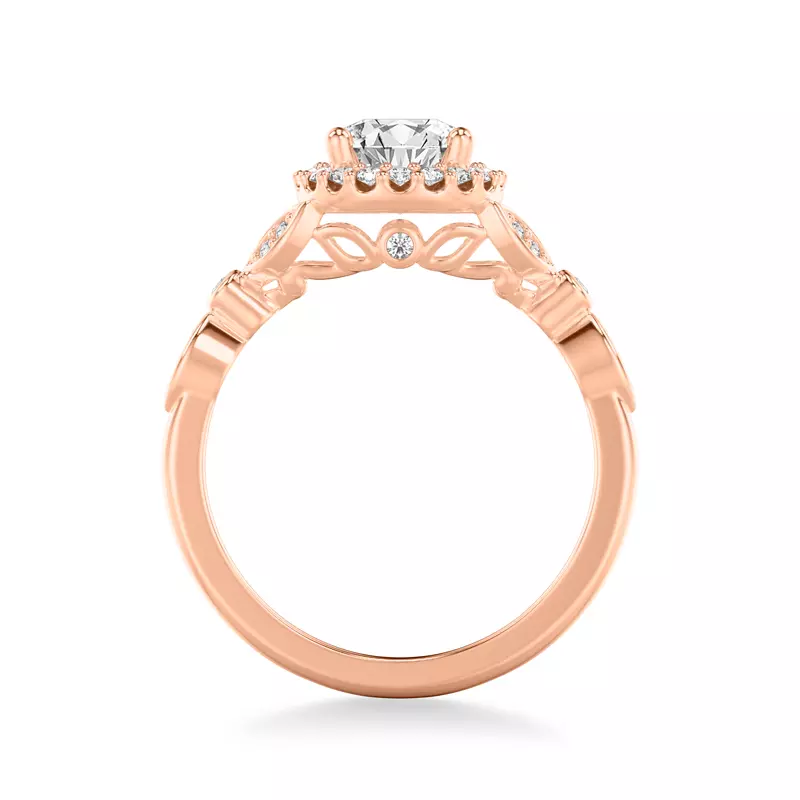 14K Rose Gold Dolly Halo Engagement Ring