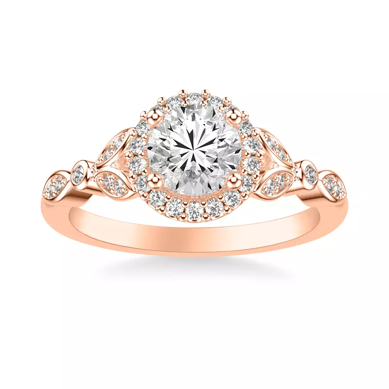 14K Rose Gold Dolly Halo Engagement Ring