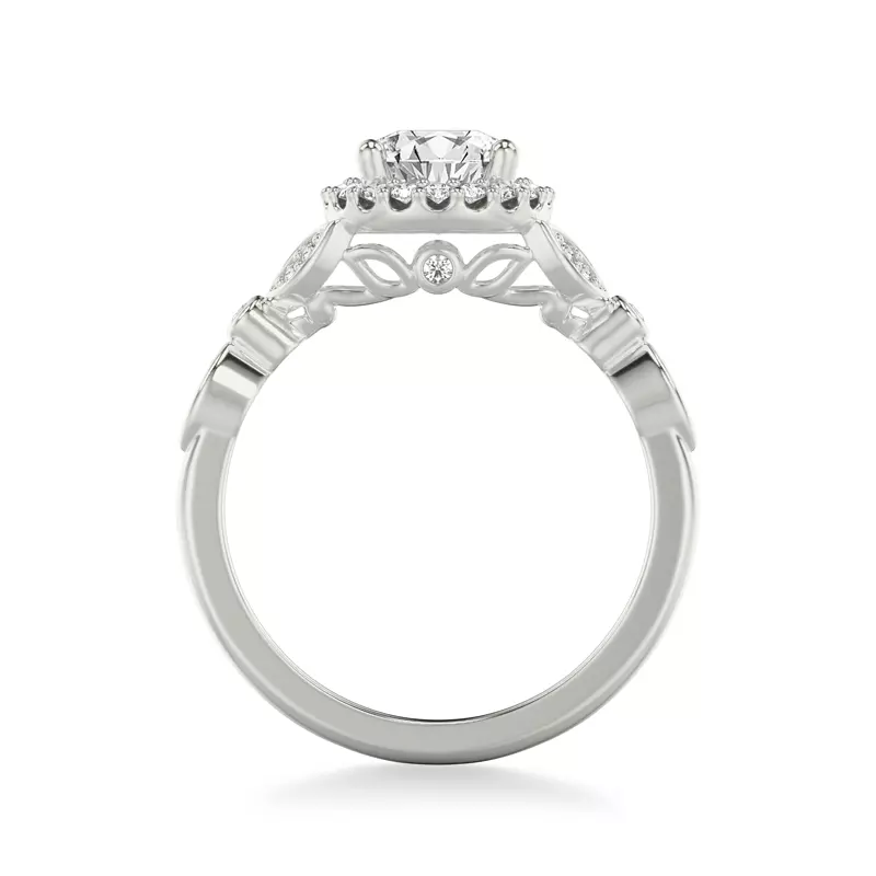 14K White Gold Dolly Halo Engagement Ring