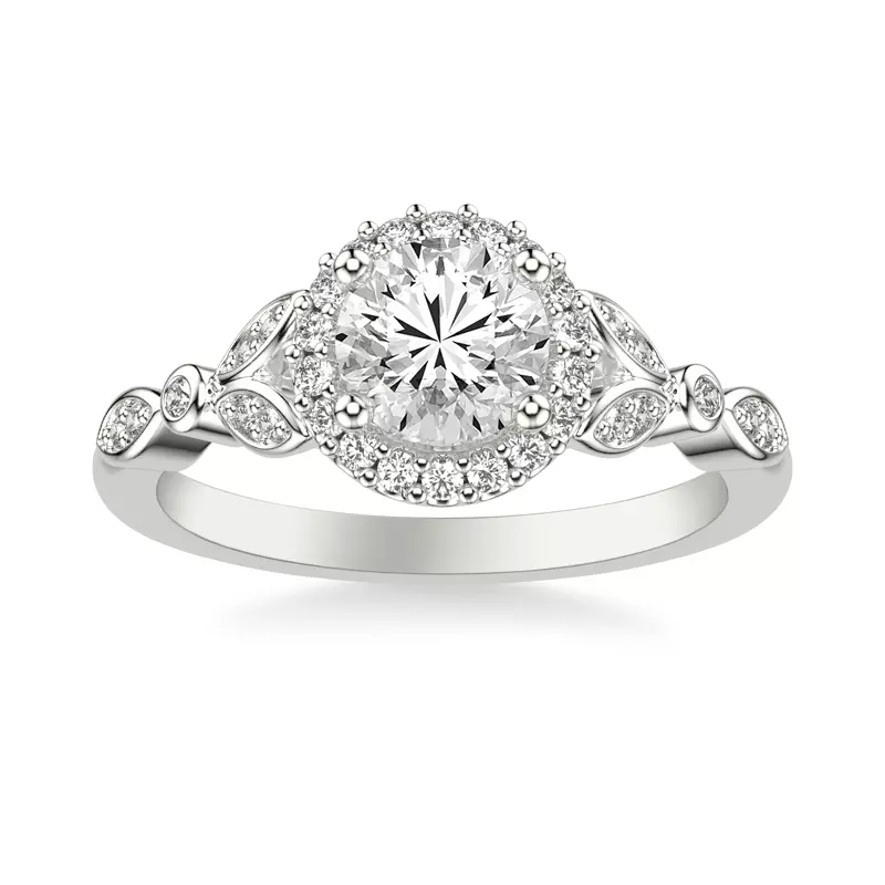 14K White Gold Dolly Halo Engagement Ring