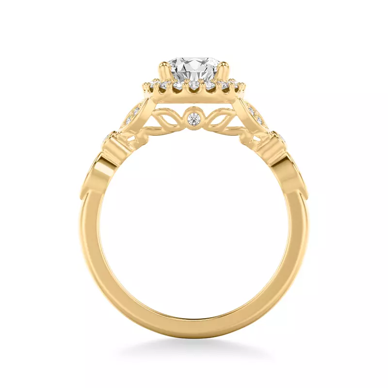 14K Yellow Gold Dolly Halo Engagement Ring