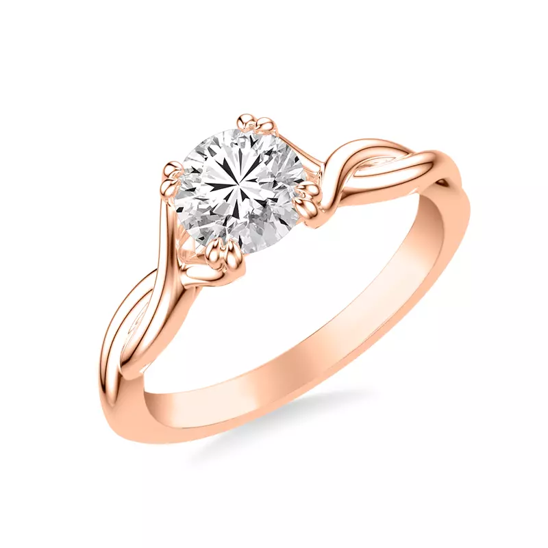 14K Rose Gold Jolie Ribbon Twist Solitaire Engagement Ring