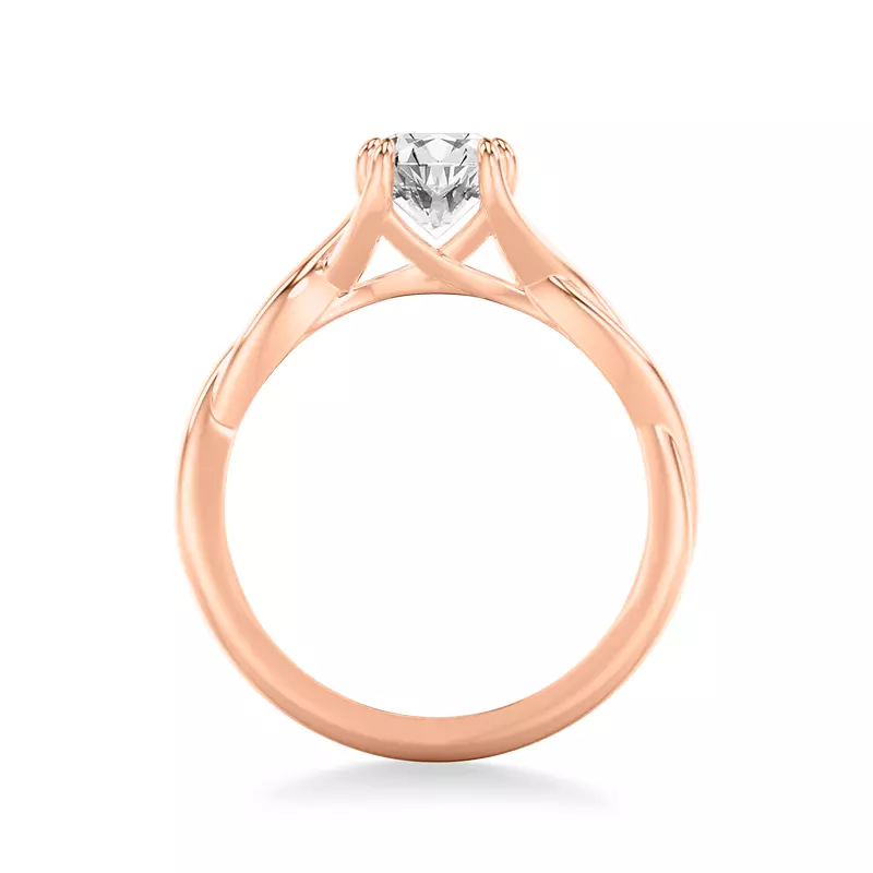 14K Rose Gold Jolie Ribbon Twist Solitaire Engagement Ring