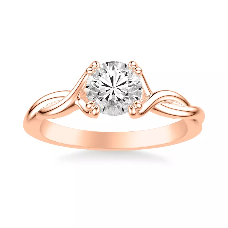 14K Rose Gold Jolie Ribbon Twist Solitaire Engagement Ring