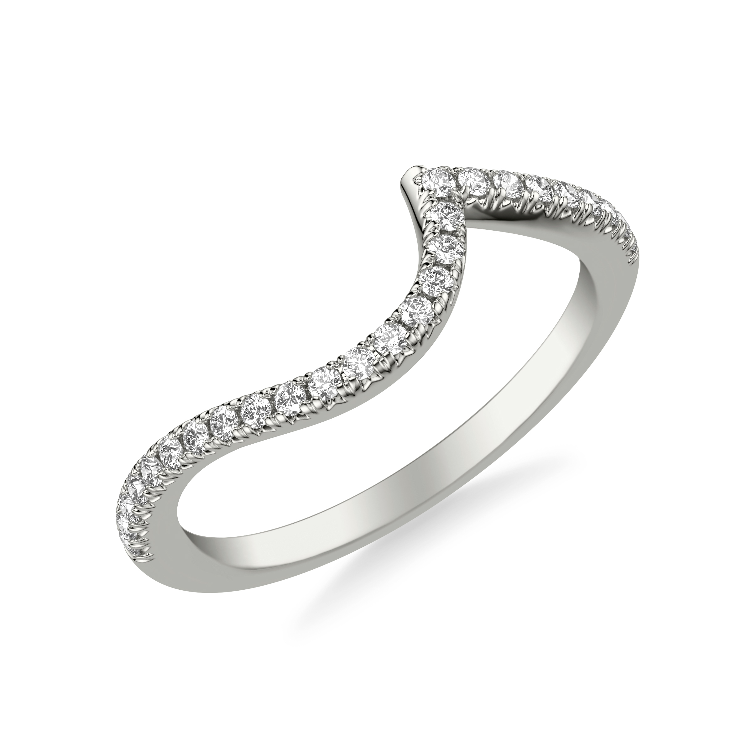Platinum Nancy Pavé Diamond Chevron Band