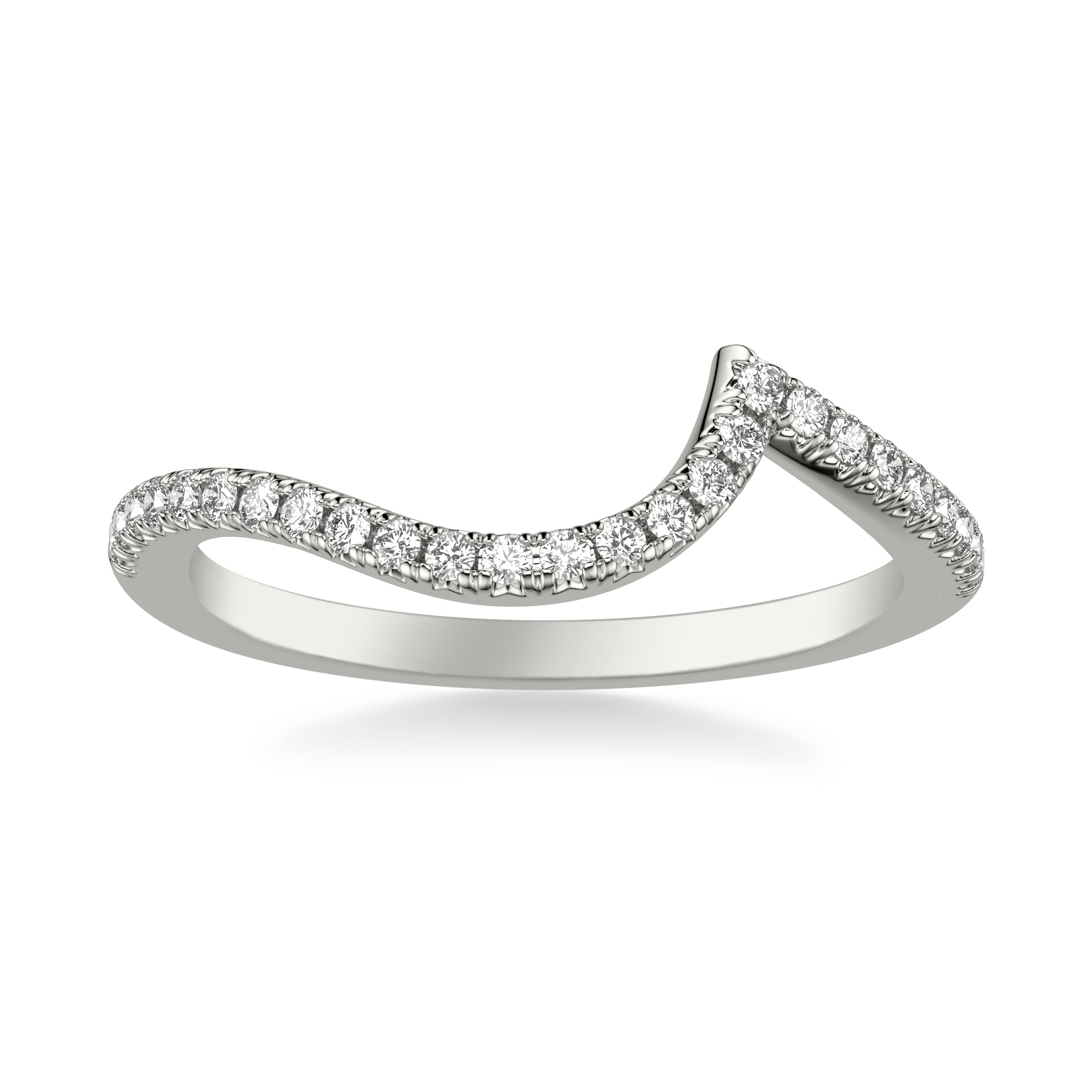 Platinum Nancy Pavé Diamond Chevron Band