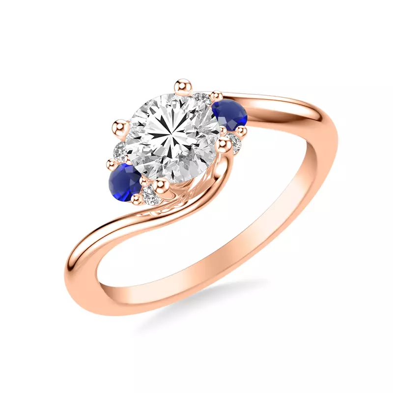 14K Rose Gold Nancy Sapphire Accent Engagement Ring