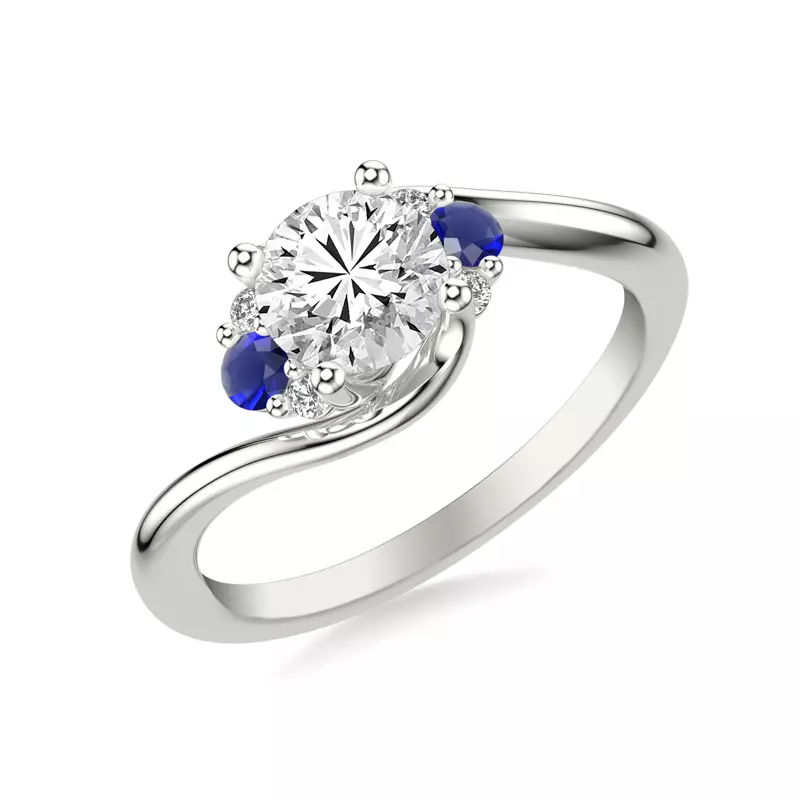 14K White Gold Nancy Sapphire Accent Engagement Ring