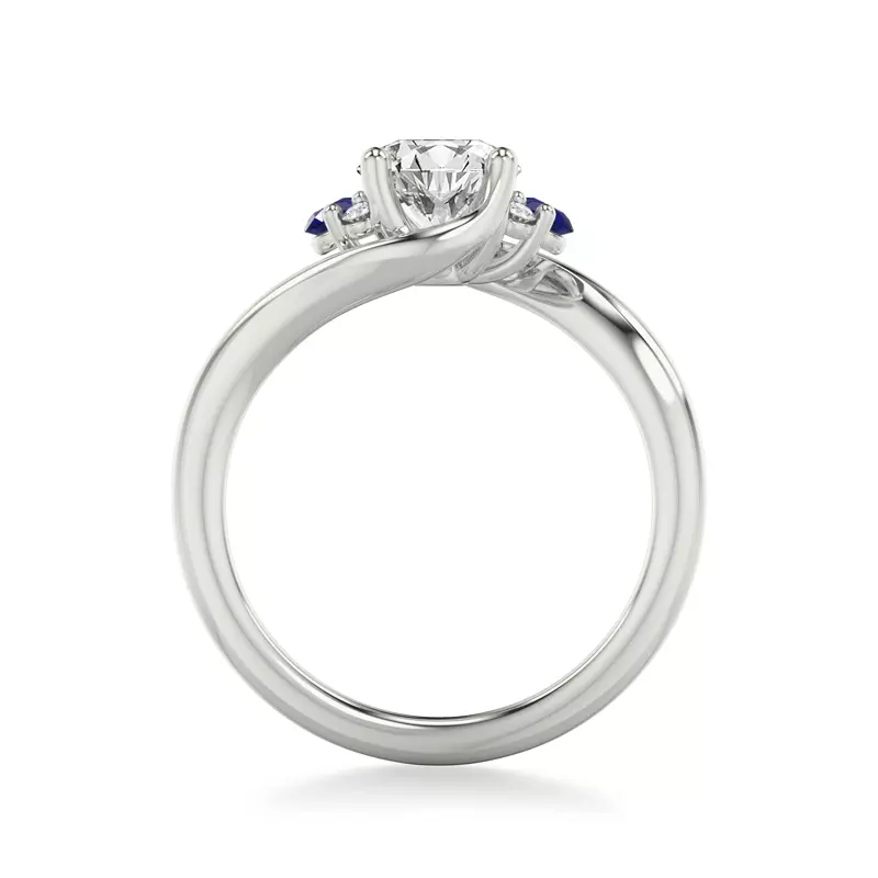 14K White Gold Nancy Sapphire Accent Engagement Ring