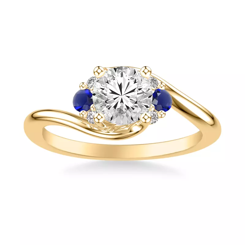 14K Yellow Gold Nancy Sapphire Accent Engagement Ring