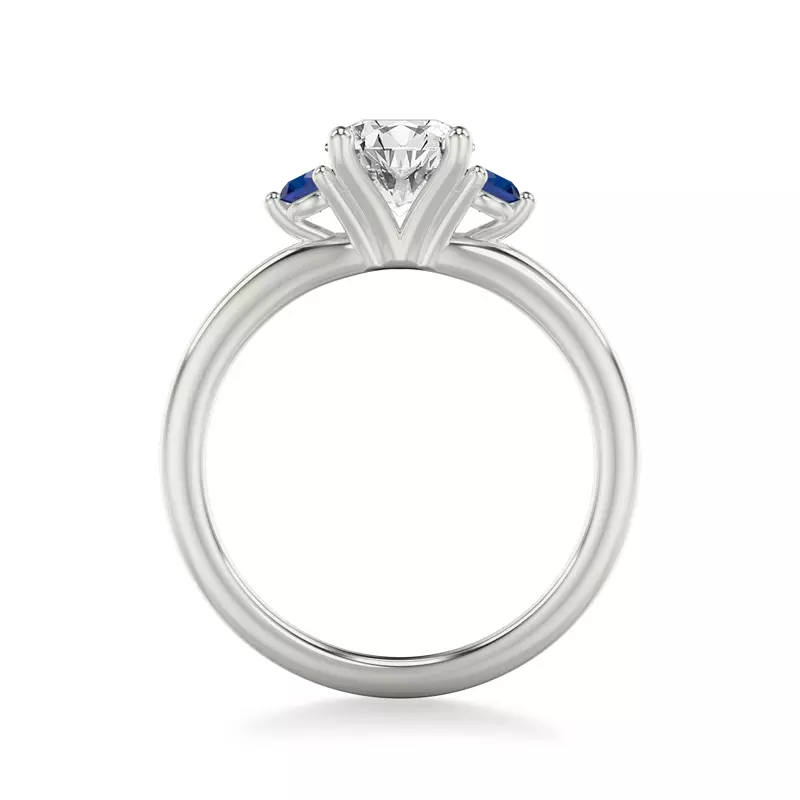 14K White Gold Mia Round Sapphire Accent Engagement Ring