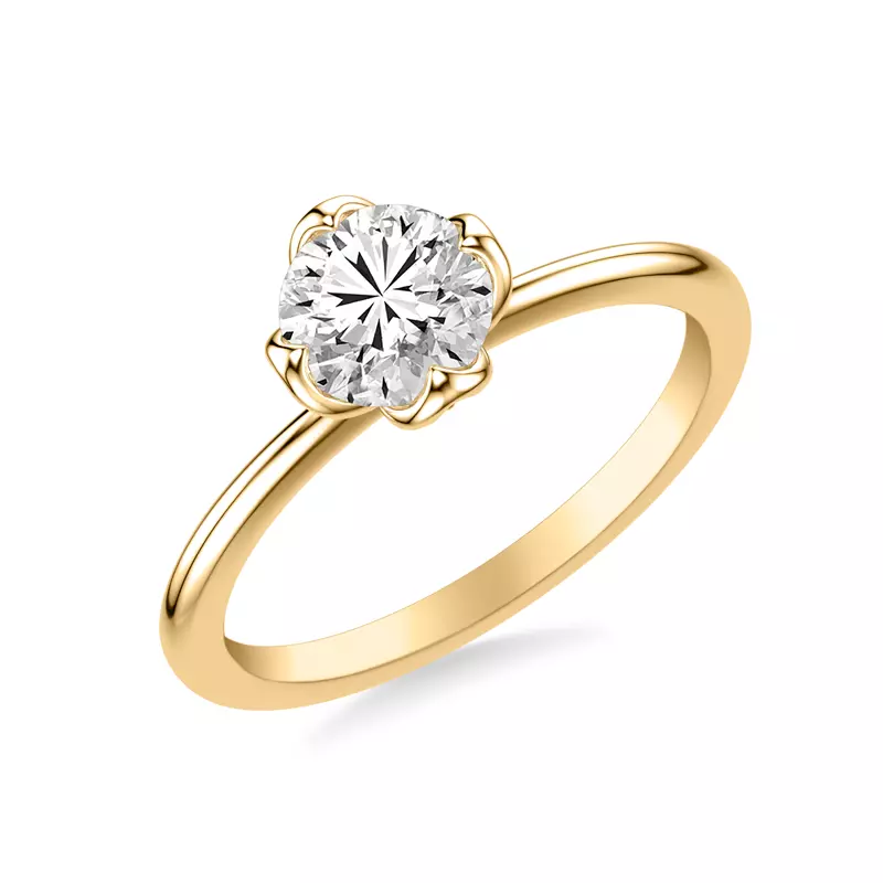 18K Yellow Gold Hunter Diamond Accent Engagement Ring