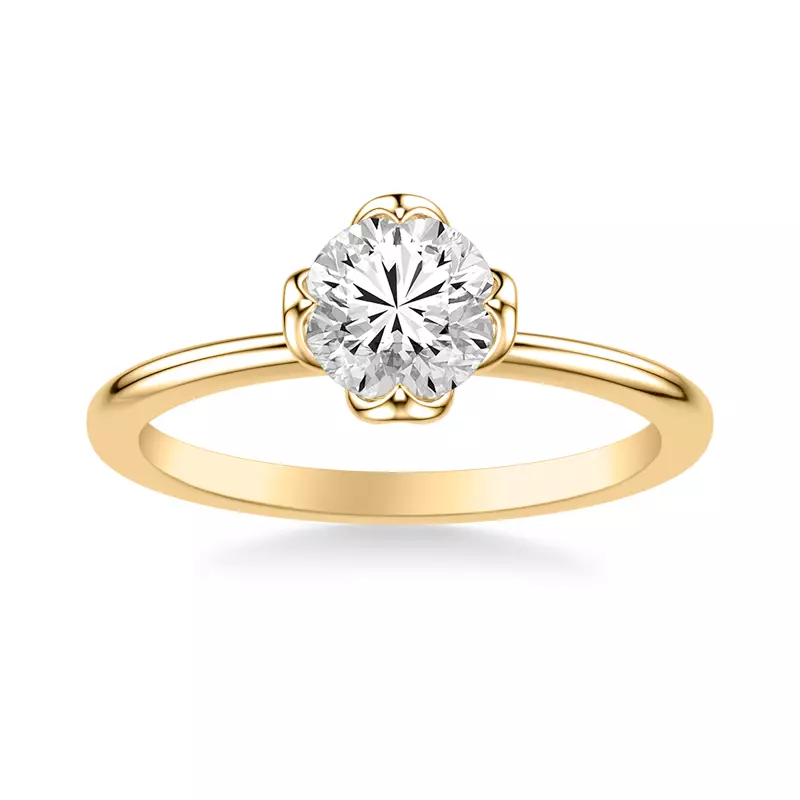 18K Yellow Gold Hunter Diamond Accent Engagement Ring