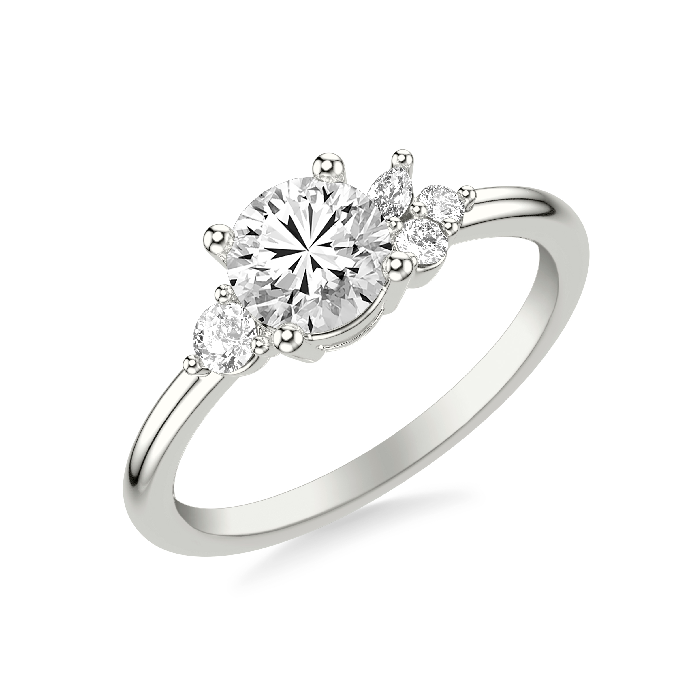 14K White Gold Frida Diamond Accent Engagement Ring