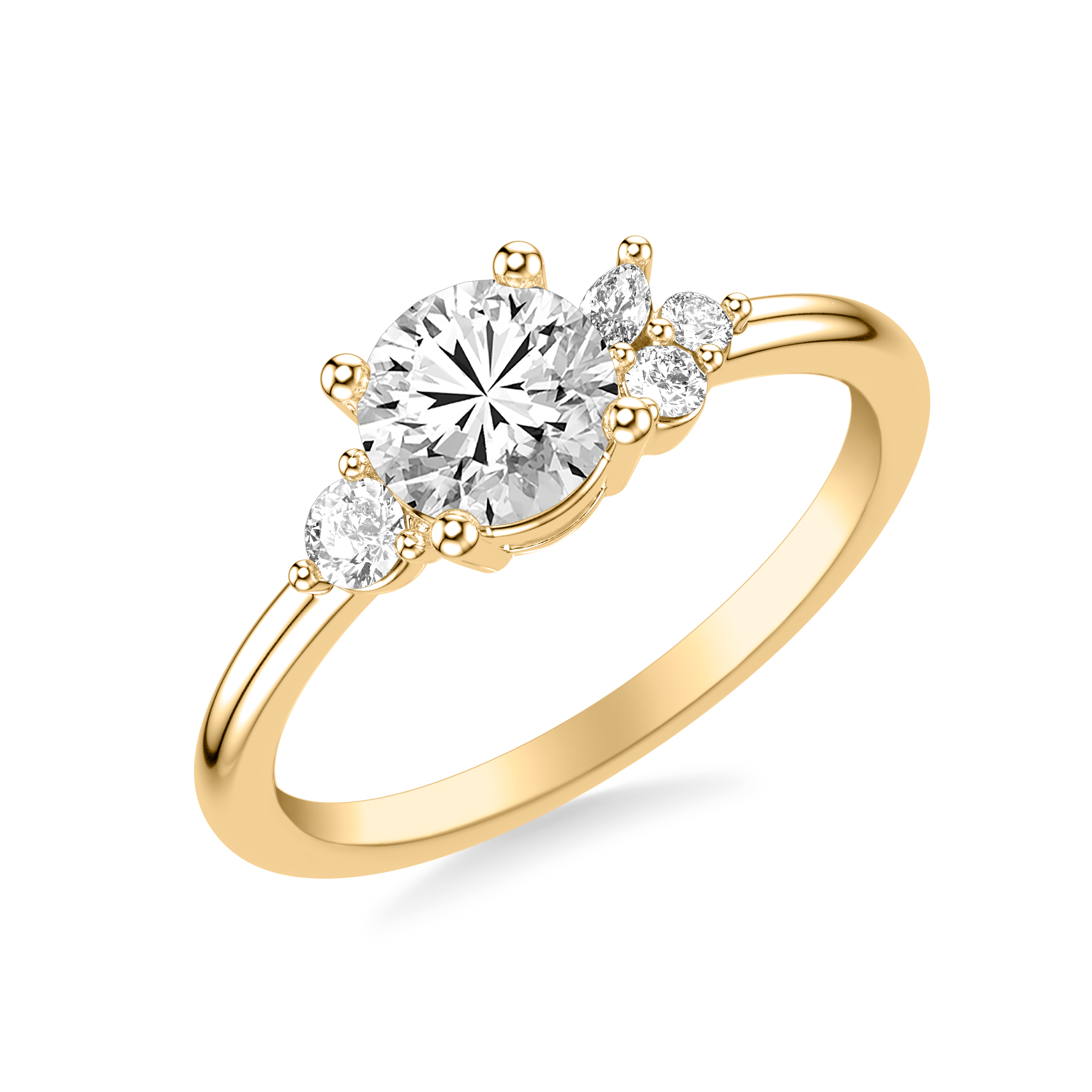 18K Yellow Gold Frida Diamond Accent Engagement Ring