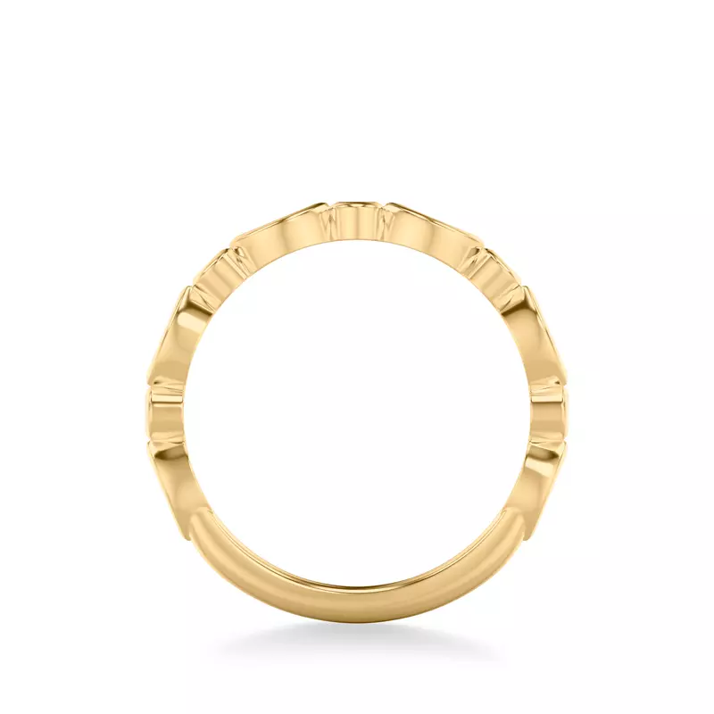14K Yellow Gold Jamie Marquise And Round Bezel Band