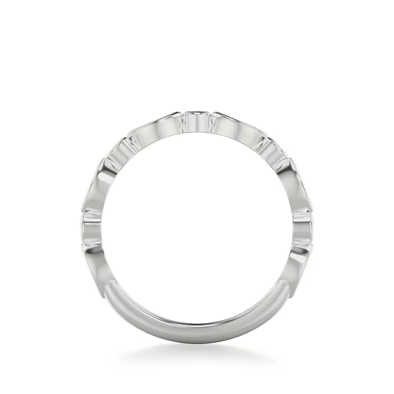 18K White Gold Jamie Marquise And Round Bezel Band