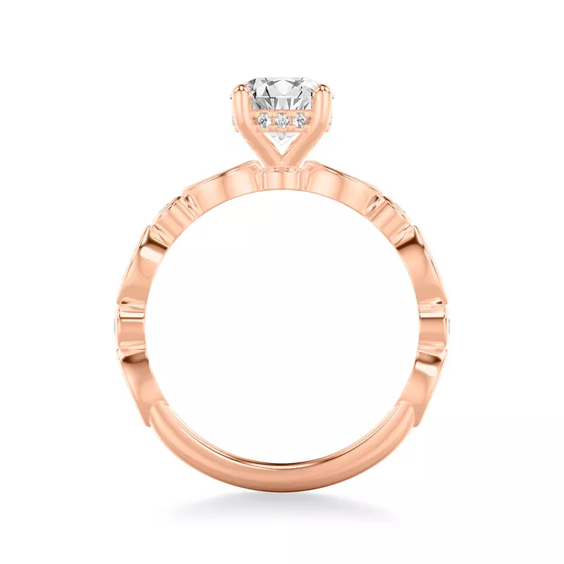 14K Rose Gold Jamie Hidden Halo And Bezel Mixed-Shape Engagement Ring