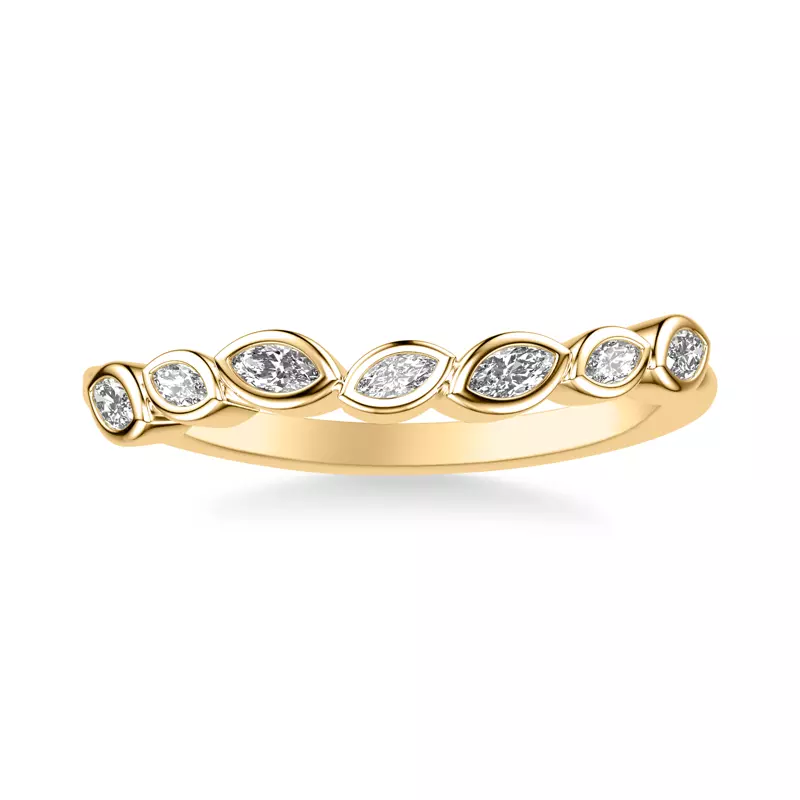 14K Yellow Gold Marisa Angled Marquise Bezel Band