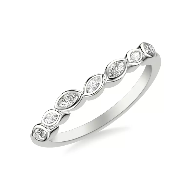 18K White Gold Marisa Angled Marquise Bezel Band