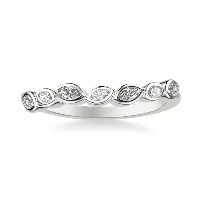 18K White Gold Marisa Angled Marquise Bezel Band