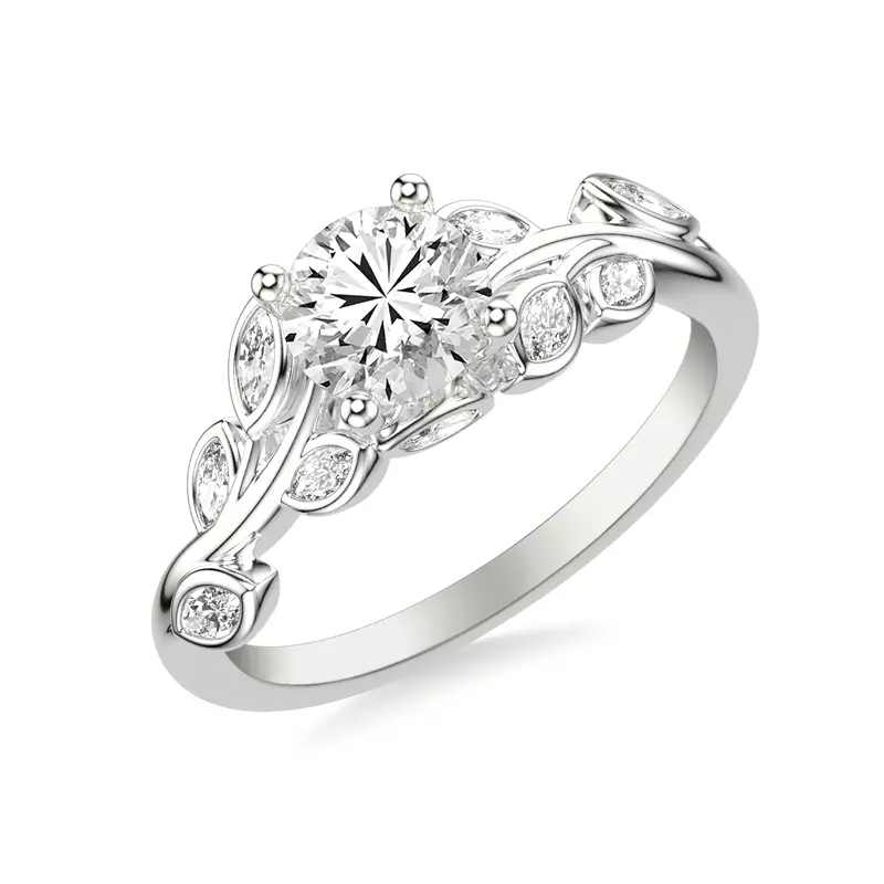 14K White Gold Marisa Floral Marquise Diamond Engagement Ring