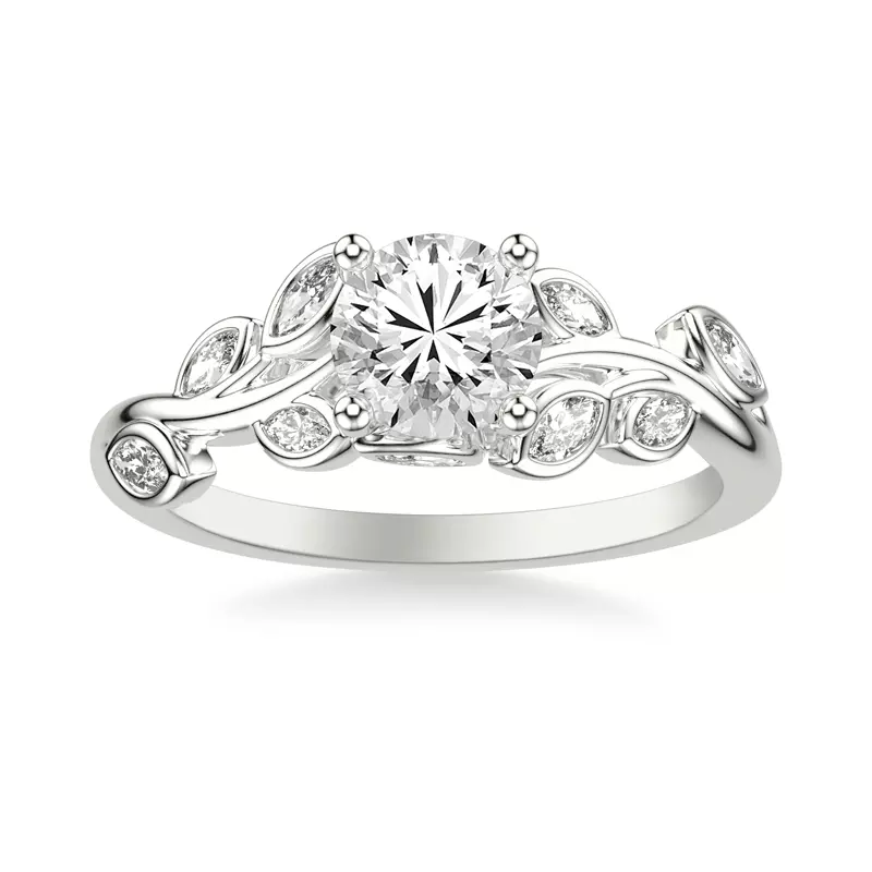 14K White Gold Marisa Floral Marquise Diamond Engagement Ring