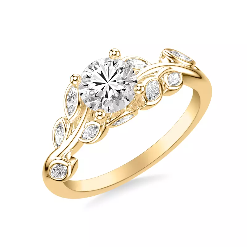 14K Yellow Gold Marisa Floral Marquise Diamond Engagement Ring