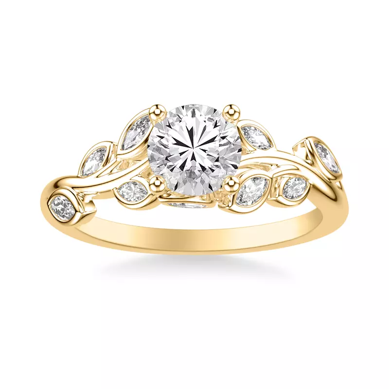 14K Yellow Gold Marisa Floral Marquise Diamond Engagement Ring