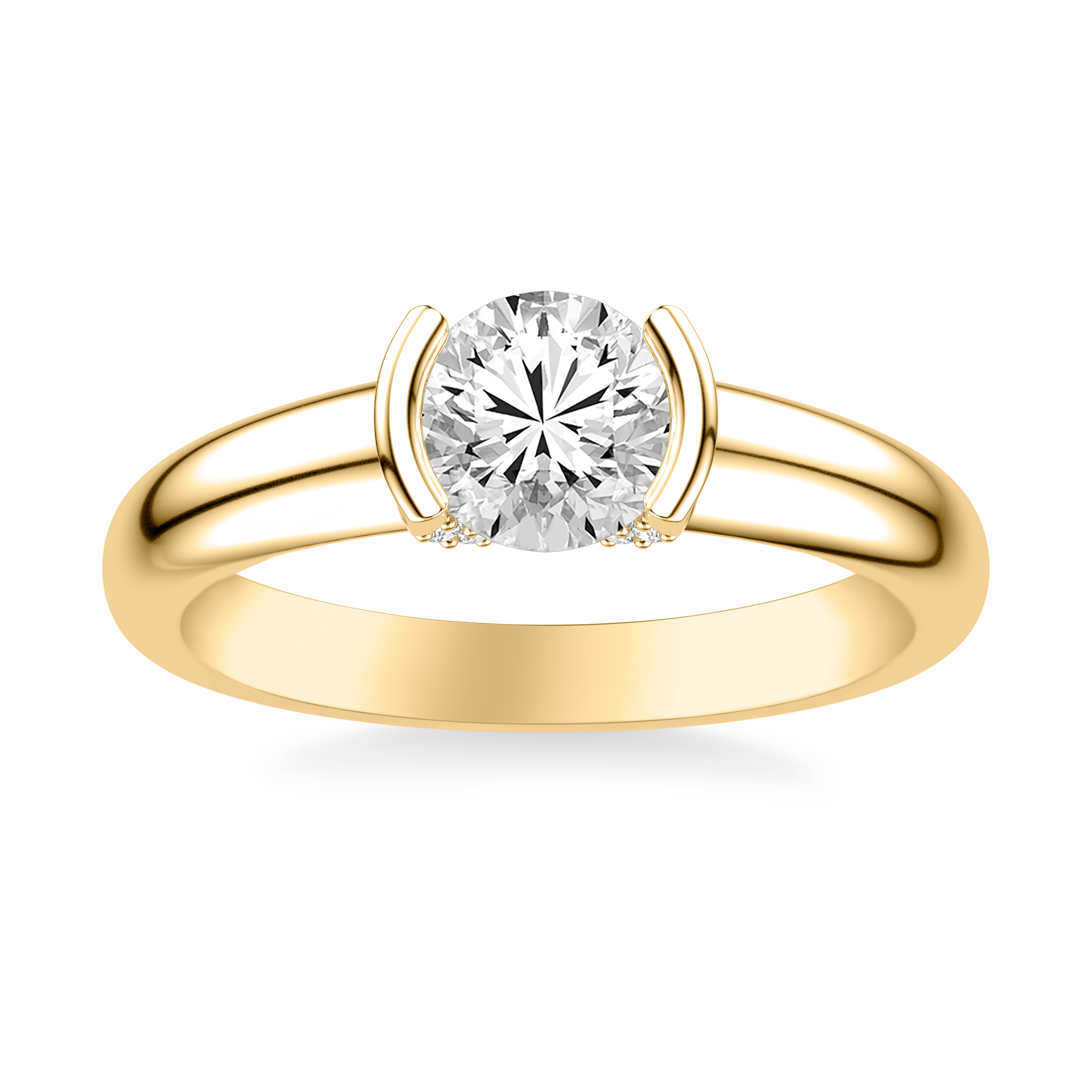 14K Yellow Gold Darien Diamond Accent Bezel Engagement Ring