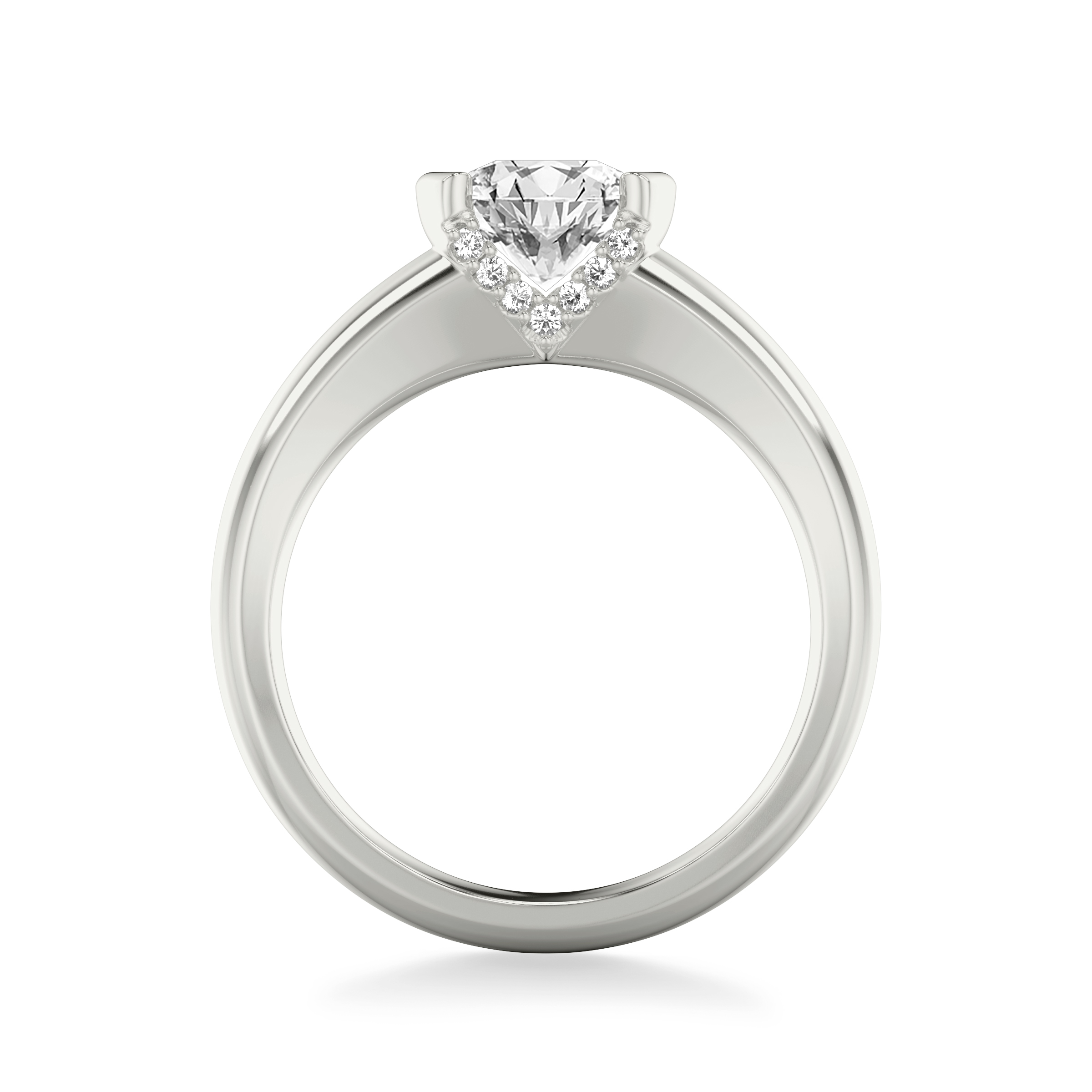 18K White Gold Darien Diamond Accent Bezel Engagement Ring