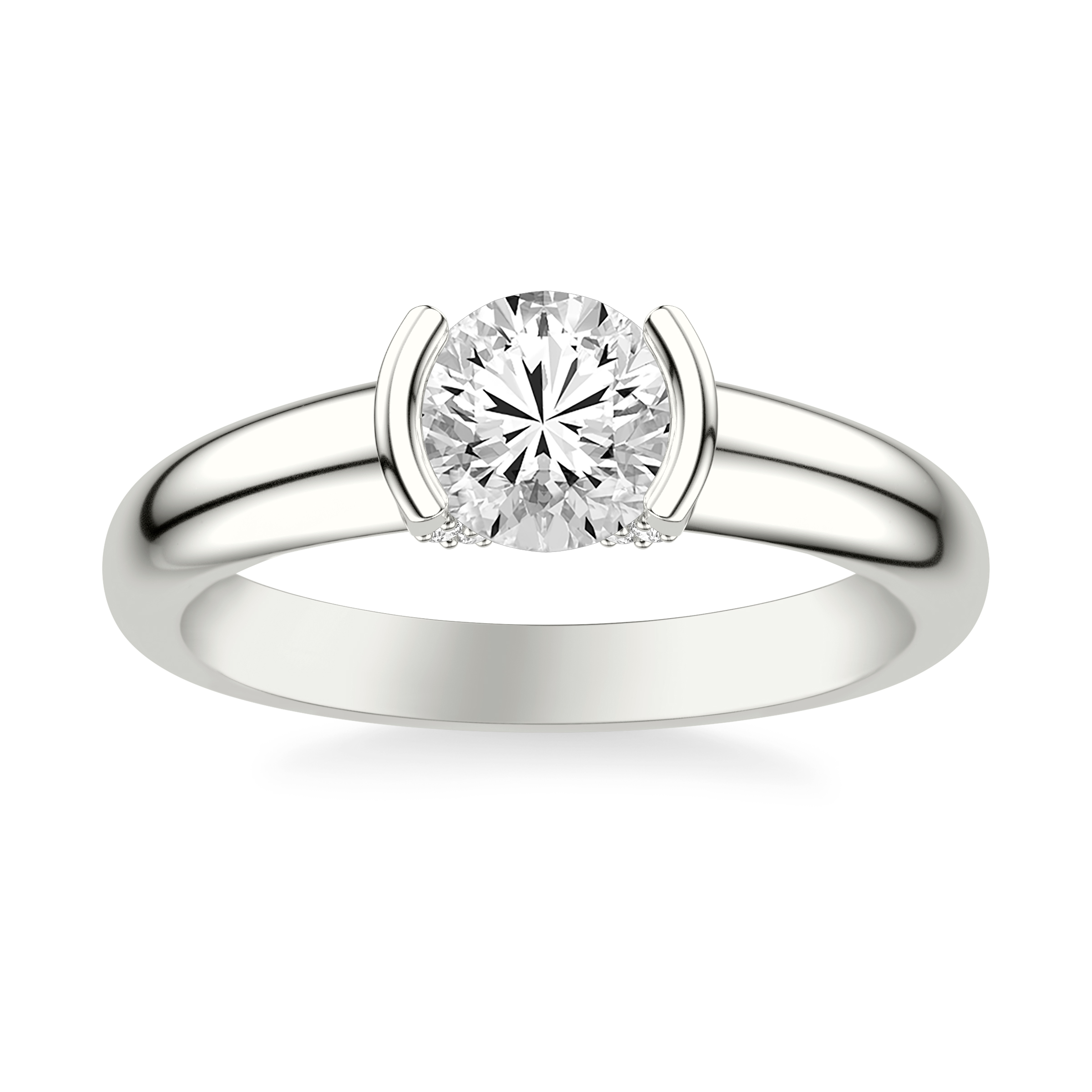 18K White Gold Darien Diamond Accent Bezel Engagement Ring
