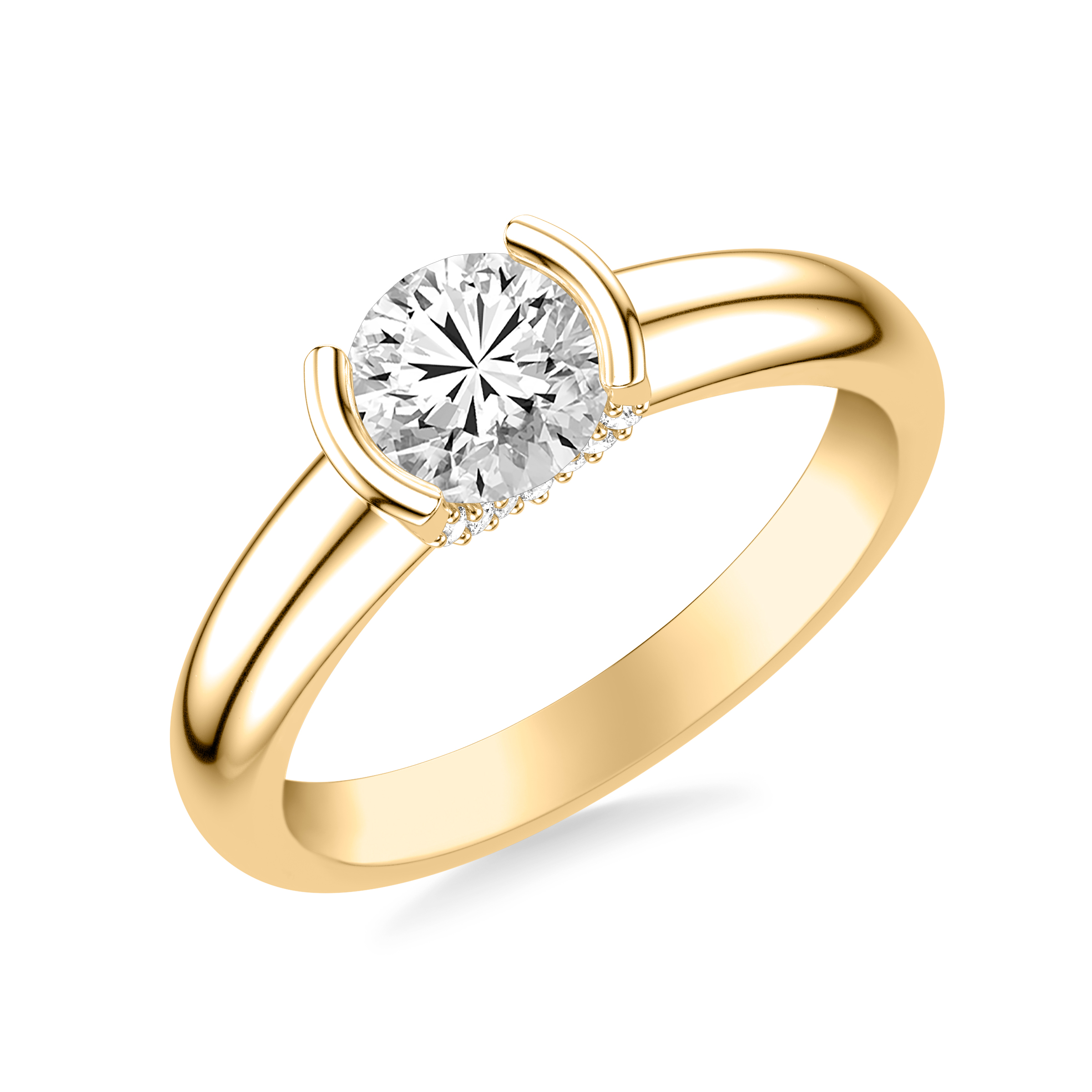 18K Yellow Gold Darien Diamond Accent Bezel Engagement Ring