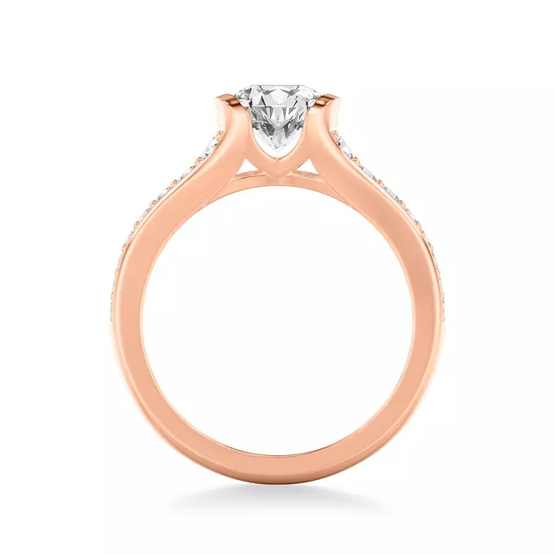 14K Rose Gold Colette Bezel Engagement Ring with Diamond Shank