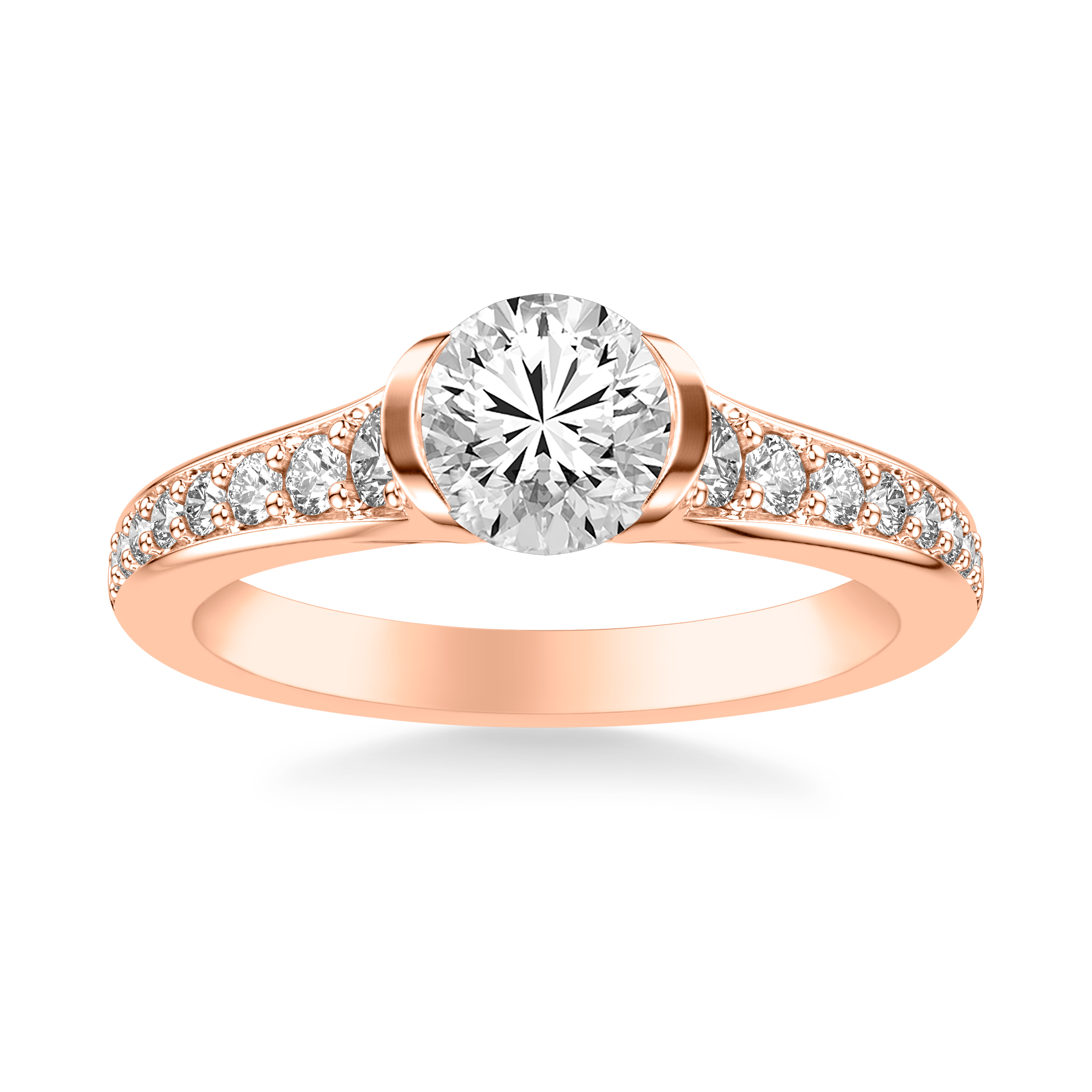 14K Rose Gold Colette Bezel Engagement Ring with Diamond Shank