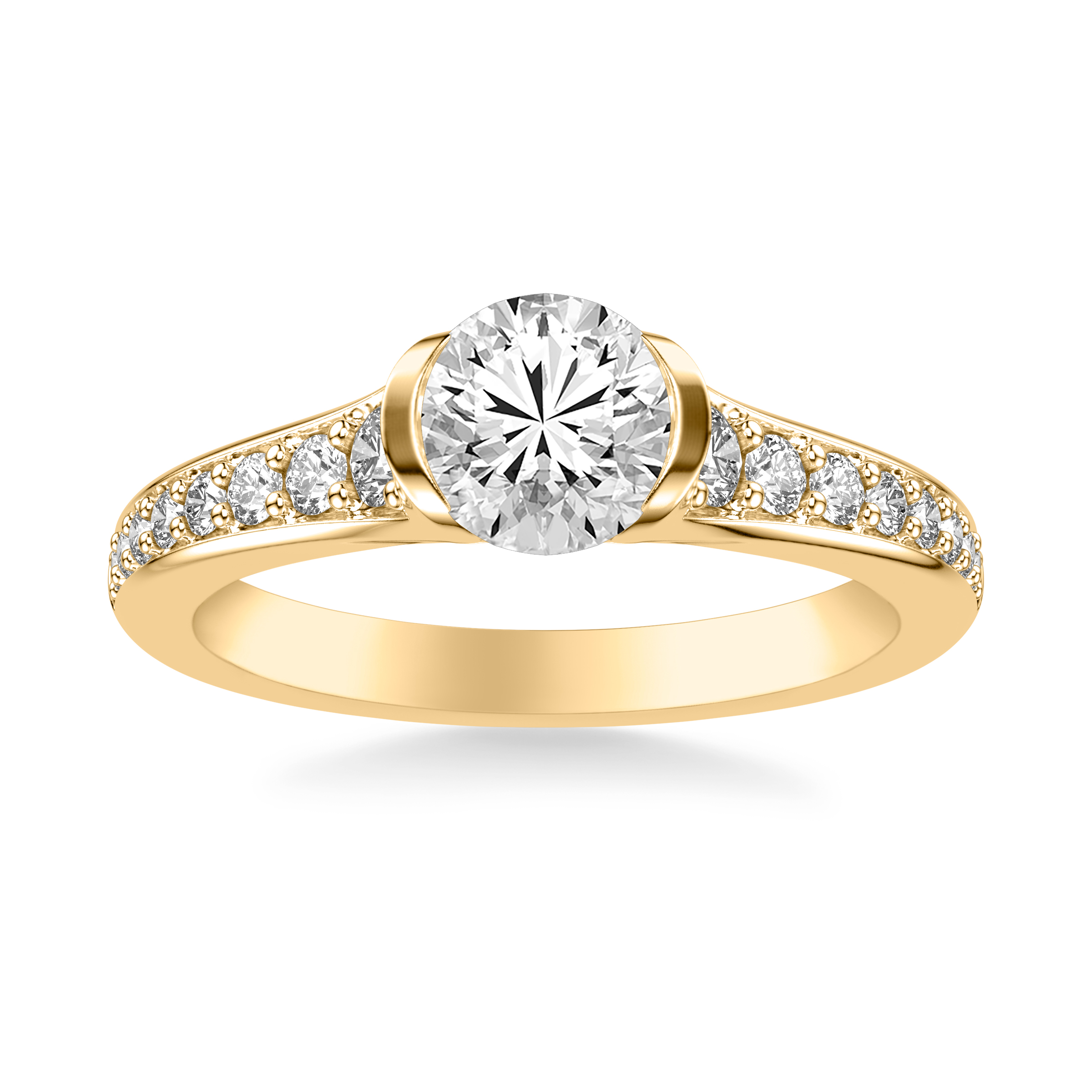 14K Yellow Gold Colette Bezel Engagement Ring with Diamond Shank